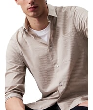 CALVIN KLEIN CK Camisa de rayas de popelina elástica Niebla de Londres - Camisas de hombre - 3