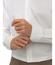 CALVIN KLEIN CK Camisa de manga larga a rayas de corte entallado blanco brillante - Camisas de hombre - 4