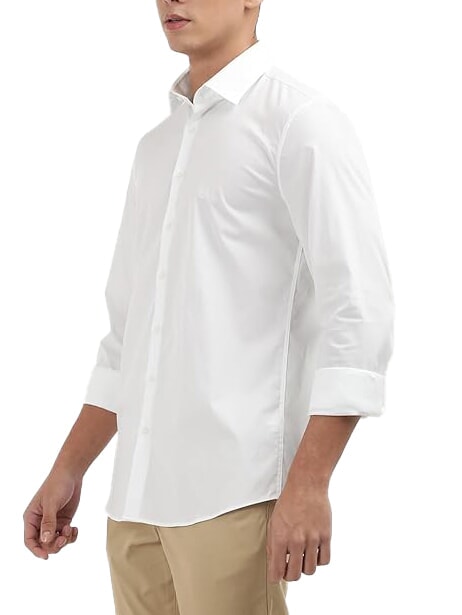 CK Camisa de popelina de algodón de corte entallado blanco brillante - Camisas de hombre
