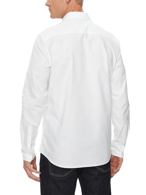 CK JEANS Camisa de manga larga de algod&oacute;n de corte entallado blanco brillante - Camisas de hombre