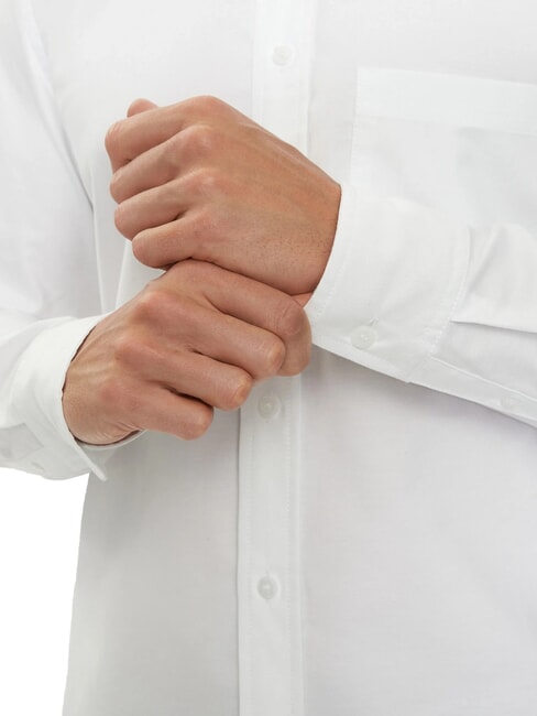 CK JEANS Camisa de manga larga de algod&oacute;n de corte entallado blanco brillante - Camisas de hombre