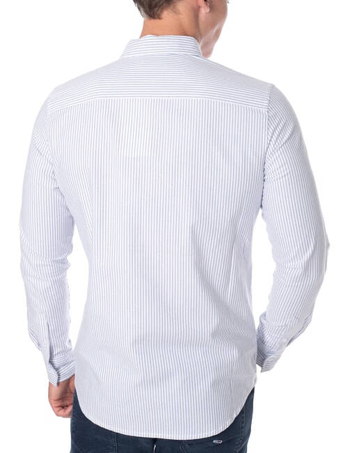 CK JEANS Camisa de manga larga de algodón de corte entallado Raya azul china blanca - Camisas de hombre