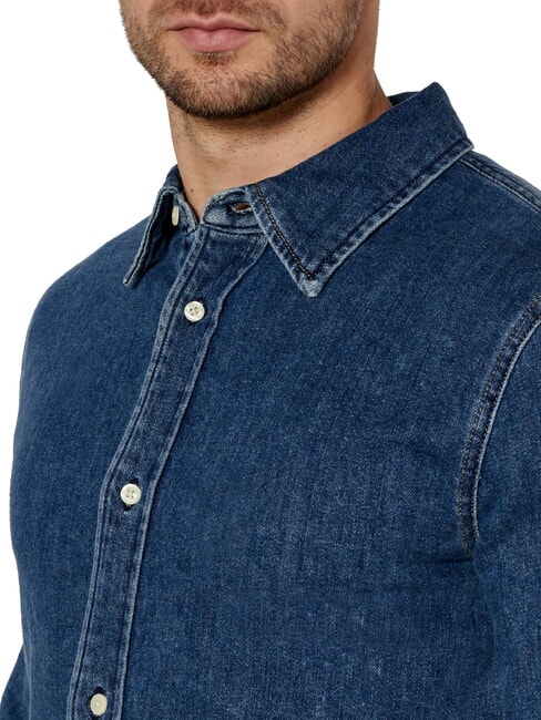 CK JEANS Camisa vaquera de manga larga de corte regular mezclilla oscura - Camisas de hombre