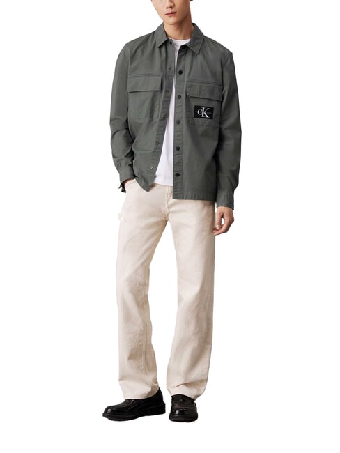 CK JEANS Camisa cargo de manga larga de corte relajado gris infinito - Camisas de hombre