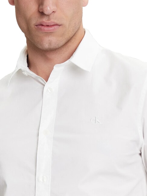 CK JEANS Camisa de manga larga el&aacute;stica y ajustada blanco brillante - Camisas de hombre