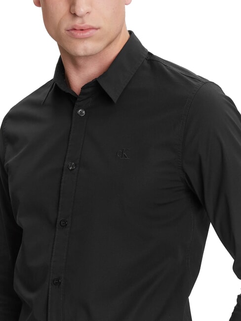 CK JEANS Camisa de manga larga el&aacute;stica y ajustada ck negro - Camisas de hombre