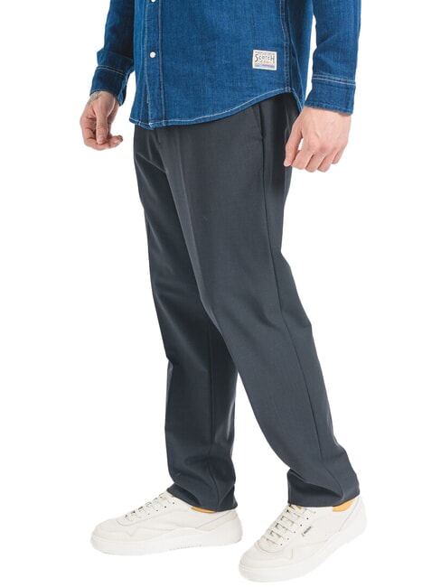 CK Pantalones de mezcla de lana de corte entallado negro - Pantalones