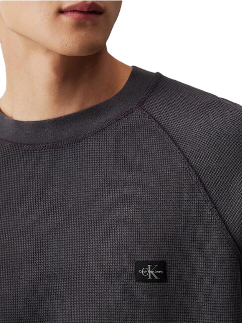 CK JEANS Camiseta de manga larga con tejido gofre &eacute;bano - camiseta