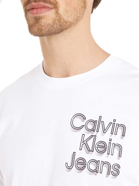 CK JEANS Camiseta de manga corta con estampado de logotipo en 3D blanco brillante - camiseta
