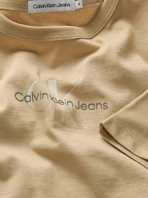 CK KIDS Camiseta de algodón elástico de manga corta caqui pálido - Camiseta niño