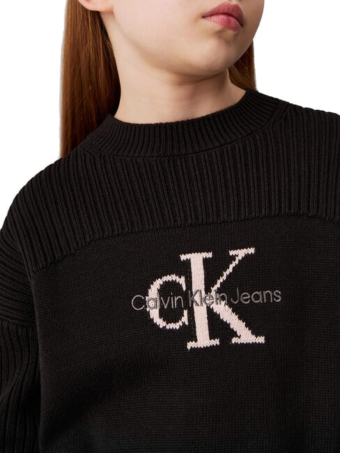 CK KIDS Suéter de cuello redondo de algodón ck negro - Suéteres para niños