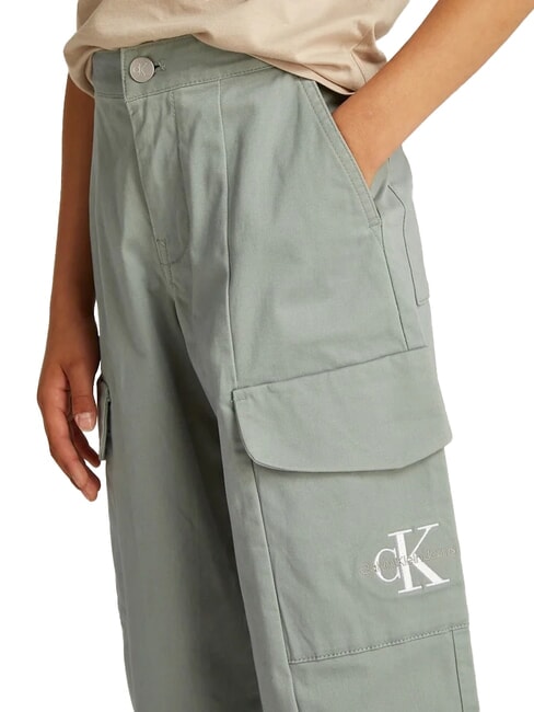 CK KIDS Pantalones cargo de algod&oacute;n para ni&ntilde;as verde meteorito - pantalones para ni&ntilde;os