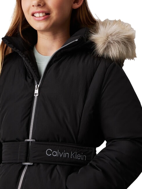 CK KIDS Chaqueta larga de plumas para niñas con capucha ck negro - Chaquetas de bebé