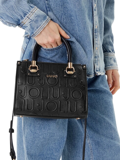 MANHATTAN Bolso pequeño con logotipo en relieve NEGRO - Bolsos Mujer
