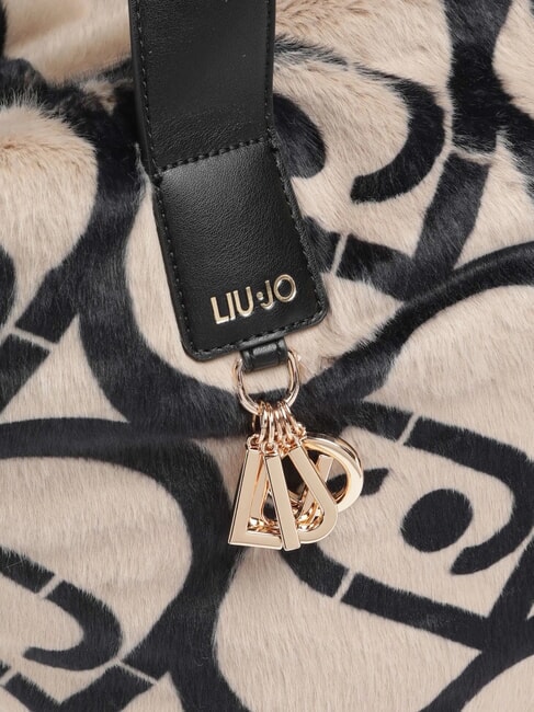 VERRY Bolso grande de peluche tipo hobo neutro/negro - Bolsos Mujer