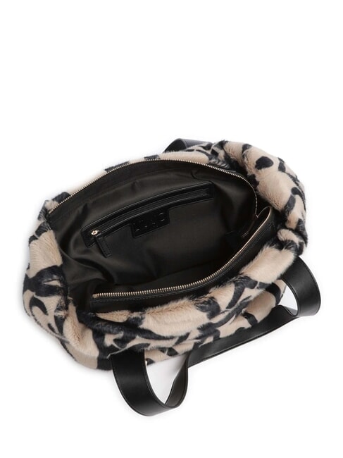 VERRY Bolso grande de peluche tipo hobo neutro/negro - Bolsos Mujer