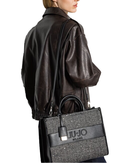 RIDHI Bolso grande de espiga NEGRO - Bolsos Mujer