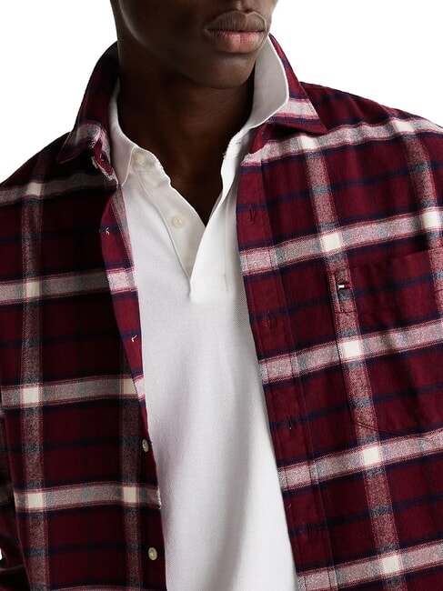 TH TARTAN Camisa de algodón rojo intenso / multicolor - Camisas de hombre