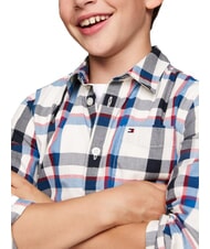 TOMMY HILFIGER TH KIDS Camisa de tart&aacute;n &iacute;ndigo vibrante - camisas para ni&ntilde;os - 3