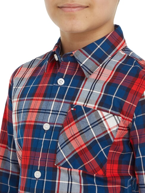TH KIDS Tartan Camisa de algodón cheque azul - camisas para niños