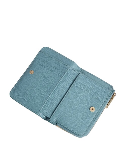 METALLIC SOFT Cartera pequeña de piel azul ártico - Carteras Mujer