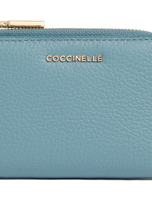 METALLIC SOFT Cartera pequeña de piel azul ártico - Carteras Mujer