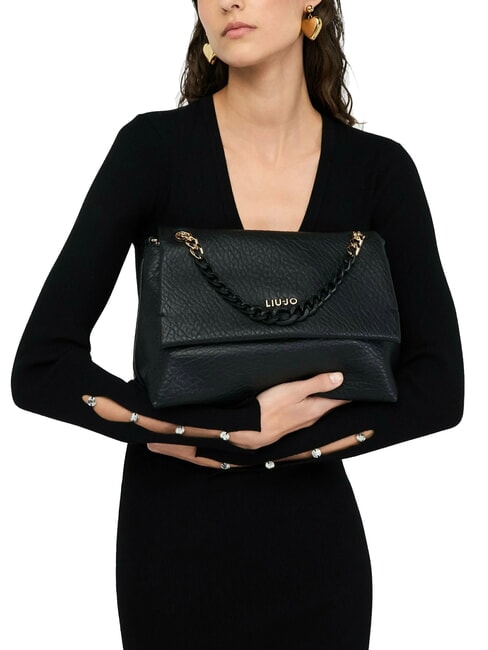 MEHMET Bolso de hombro con cadena bicolor NEGRO - Bolsos Mujer