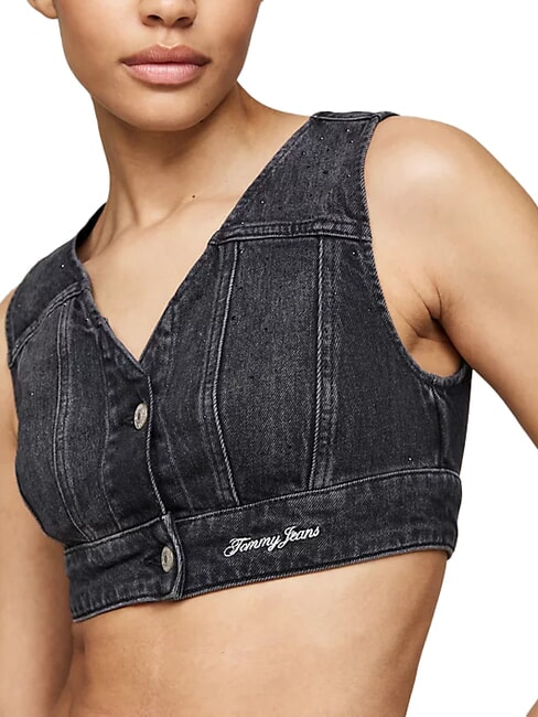 TH JEANS Top de mezclilla mezclilla negra - camiseta