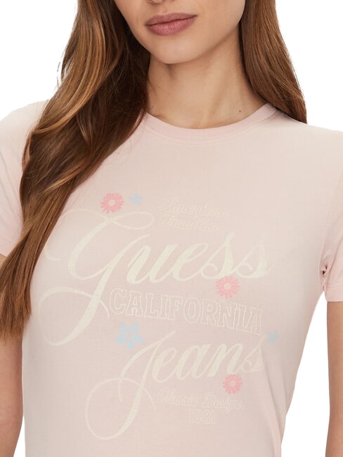 FLOWER Camiseta de manga corta de corte entallado algodón rubor - camiseta