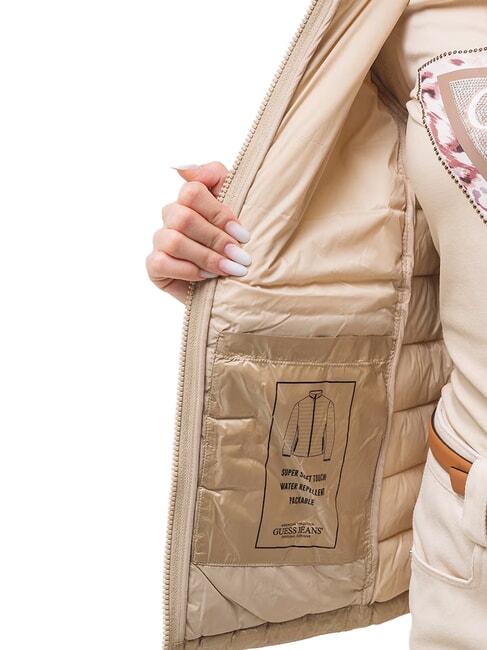 PACKABLE Chaqueta ligera de plumas con capucha bronceado de safari - Chaquetas de plumas de mujer