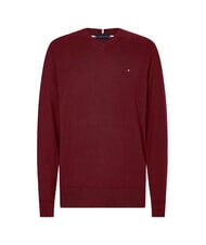 TOMMY HILFIGER PIMA Jersey con cuello de pico en mezcla de cachemira rojo intenso - Suéteres de los hombres - 3