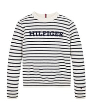 TOMMY HILFIGER TH KIDS su&eacute;ter de cuello redondo base blanca / raya azul - Su&eacute;teres para ni&ntilde;os - 3