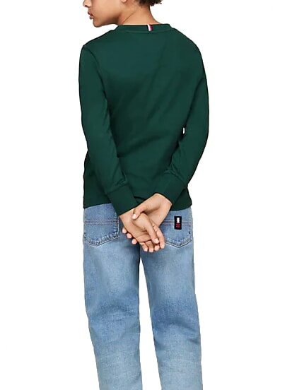 TH KIDS Camiseta de algodón de manga larga verde ornamental - Camiseta niño