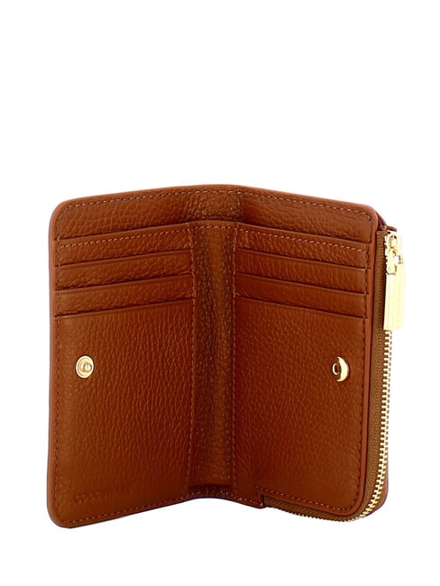 METALLIC SOFT Cartera peque&ntilde;a de piel co&ntilde;ac - Carteras Mujer