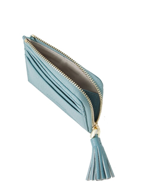 TASSEL Tarjetero con cremallera en piel martillada azul ártico - Carteras Mujer