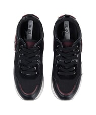 LIUJO MAXI WONDER 01 Zapatillas de piel y malla negro/carmesí - Zapatos Mujer - 4