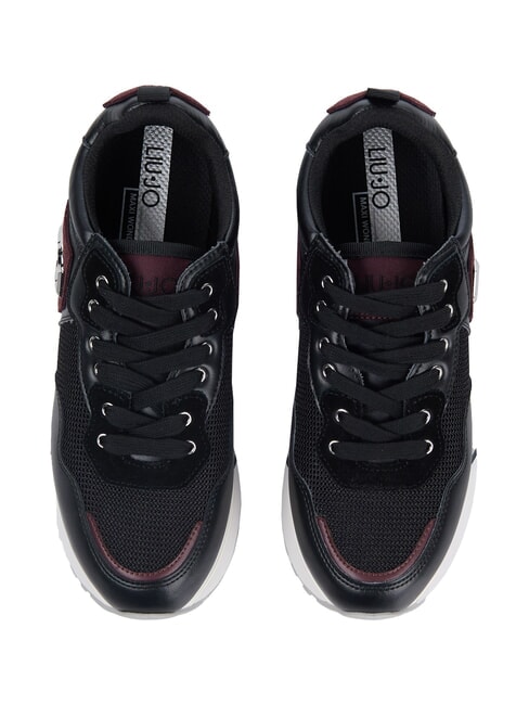 MAXI WONDER 01 Zapatillas de piel y malla negro/carmesí - Zapatos Mujer