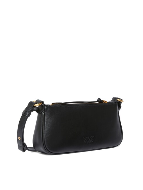 HALF MOON Bolso bandolera pequeño de piel negro-oro antiguo - Bolsos Mujer