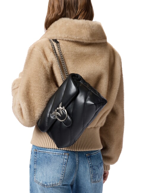 CLASSIC LOVE PUFF Bolso de napa negro-plata vieja - Bolsos Mujer