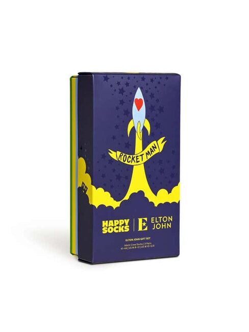 ELTON JOHN Lote de regalo de 3 pares de calcetines negro - Calcetines de hombre