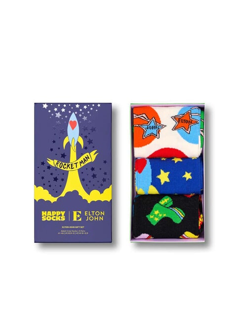 ELTON JOHN Lote de regalo de 3 pares de calcetines negro - Calcetines de hombre