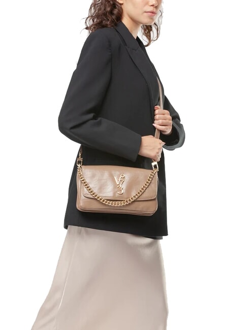 LOUISE Bolso de hombro mediano con asa de cadena gris pardo - Bolsos Mujer