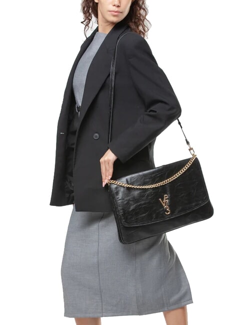 LOUISE Bolso de hombro grande con asa de cadena negro - Bolsos Mujer