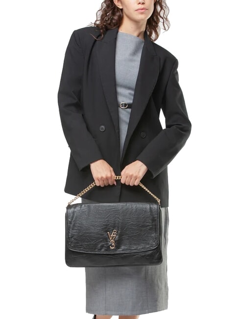 LOUISE Bolso de hombro grande con asa de cadena negro - Bolsos Mujer