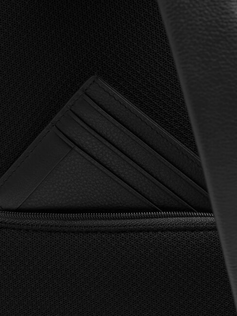 W137 Mochila de cuero de un solo hombro negro - Mochilas para port&aacute;til