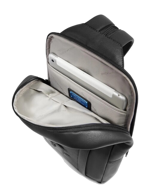 W137 Mochila de cuero de un solo hombro negro - Mochilas para port&aacute;til