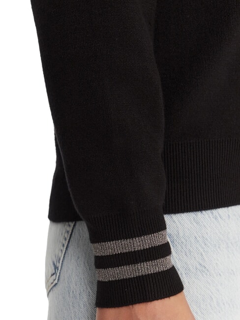 SILVIE LOGO Suéter de cuello redondo con pedrería jetbla - Suéteres de mujer