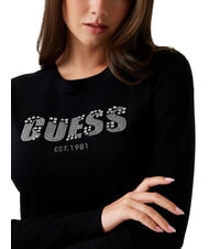 GUESS REYNA LOGO Suéter de cuello redondo con aplicaciones jetbla - Suéteres de mujer - 3