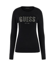 GUESS REYNA LOGO Suéter de cuello redondo con aplicaciones jetbla - Suéteres de mujer - 4