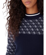 GUESS MOCK NECK AUBREY 4G Suéter ajustado 4g azul y crema - Suéteres de mujer - 3